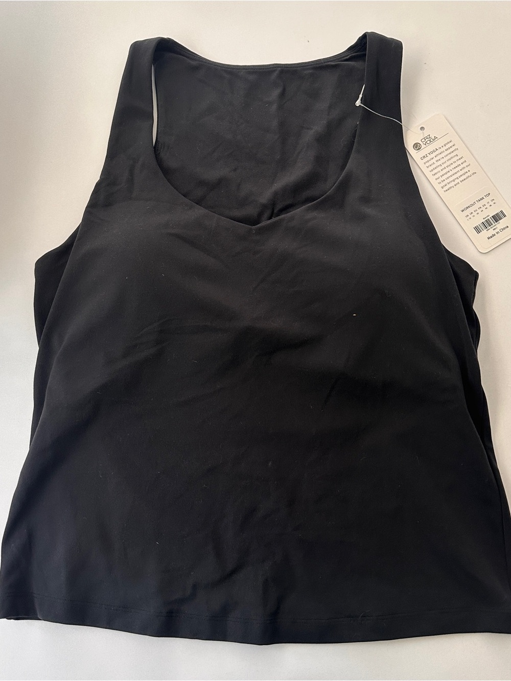NWT Crz Yoga size L Black Women's Tank Top - with inner shelf bra